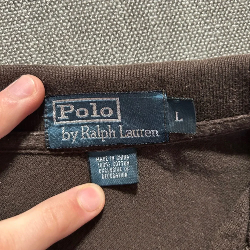 Polo Ralph Lauren Polo Shirt Mens Large Brown Short Sleeve Cotton Pique Logo